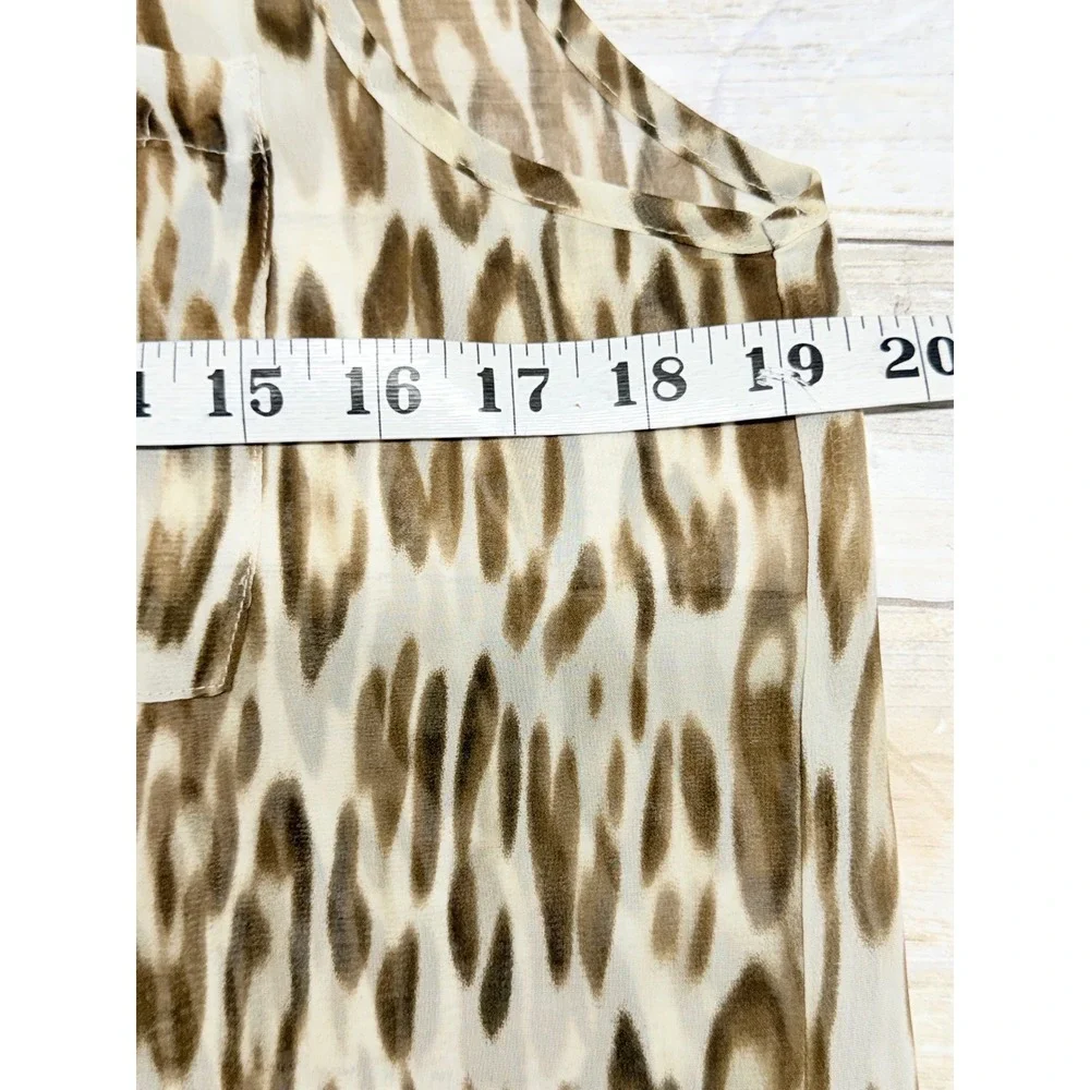 Chicos Animal Leopard Print Sleeveless high‎ low hem Sheer Tunic size 1(U.S.8)